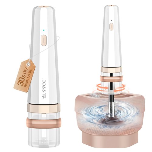 Portable Electric Makeup Brush Cleaner Machine with Foldable Silicone Cleaning Bowl - Quick 30-Second Deep Clean, Instant Drying, Compatible with Handle Diameters Under 0.86 Inches of Beauty Brushes
