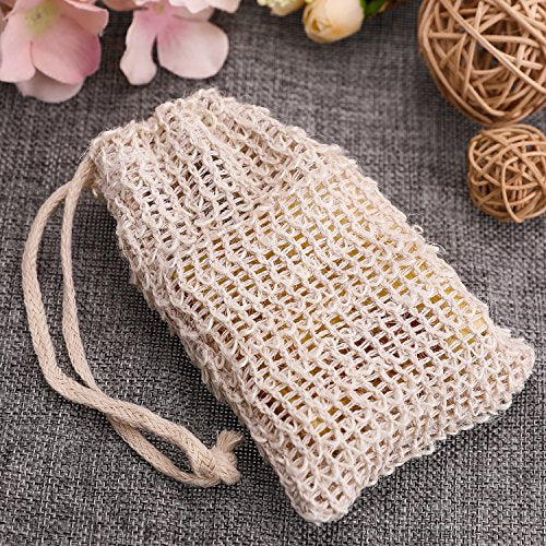 BBTO 5 Pieces Soap Saver Bag Natural Sisal Exfoliating Soap Pouch for Foaming and Drying, Shower, Scrubber(9 x 14 cm,Beige)