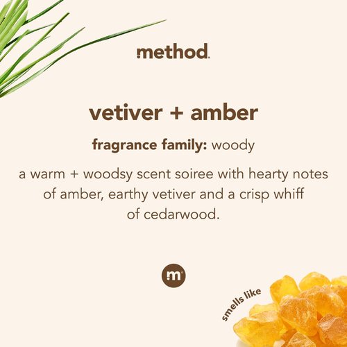 Method Gel Hand Soap, Vetiver + Amber, Reusable Black Aluminum Bottle, 12 oz (Pack of 3)