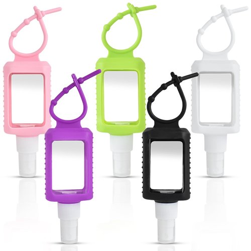 Ulbemoll 5 Pack Hand Sanitizer Travel Size Holder, 60ml/2oz Travel Keychain Spray Bottles Sanitizer Holder Refillable Containers for Kids and Adult | Spray