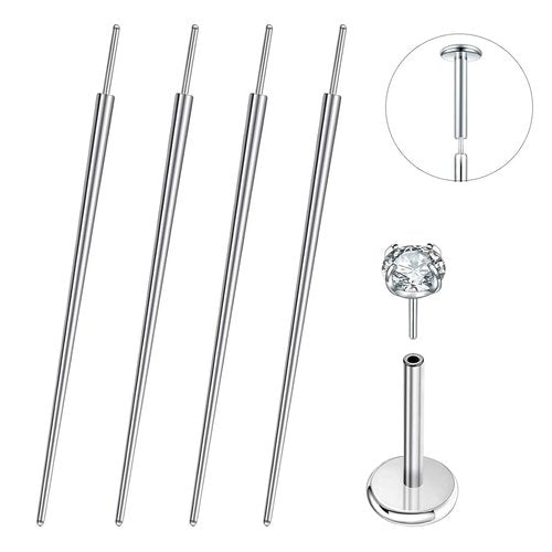 Piercing Taper - Lyuxzad Mixed 4Pcs Piercing Changing Tool 14G 16G 18G 20G Threadless Piercing Taper Insertion Tool Piercing Threader Tool Insertion Pin Screw On Piercing Tools for Changing Jewelry Belly Lip Eyebrow Tongue Ear Nose Piercing Kit