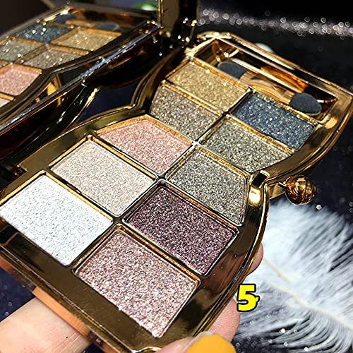 Glitter Eyeshadow Palette, 10 Colors Sparkle Shimmer & Matte Eye Shadow Highly Pigmented Waterproof Long Lasting Makeup Set (Color 5)