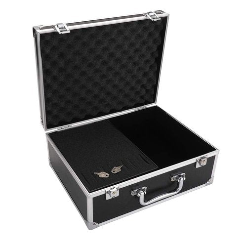 Kit Box Case,Machine Case 12.6" x 9.5" x 5.1" W/Lock Makeup Carrying Bag Storage Case Organize with Clasp,Aluminum Alloy with Sponge for Equipment Cosmetic Makeup Tools (black)