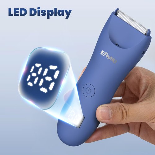 ENSSU Manscape Body Hair Trimmer for Men, IPX7 Waterproof Groin & Pubic Hair Trimmer with Ceramic Blade & Light, Rechargeable Electric Ball Trimmer for Men, Wet or Dry Use Body Groomer for Legs/Chest