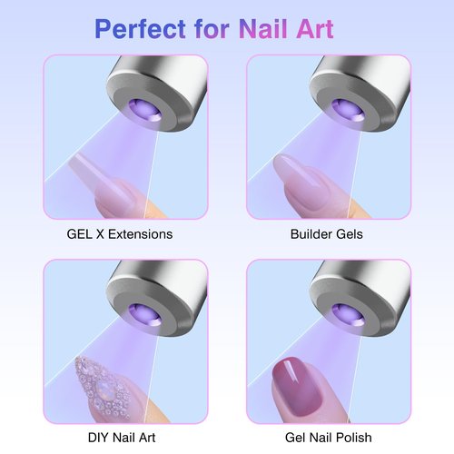 NailFace Flash Cure Lamp for Gel X Nails Cordless Gooseneck UV Lamp Gel X Lamps Portable UV LED Nail Light Rechargeable Nail Dryer for Home & Salon 4.7W
