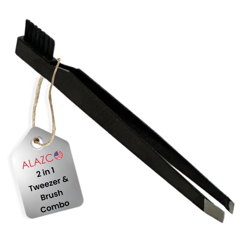1pc Tweezer & Brush Combo Grooming Tool for Men & Women - Tweezing Eyebrows DIY Professional Makeup Artists Travel Purse Makeup Bag Essential 2 in 1 tweezers – Tweezer on One End, Brush on Other End