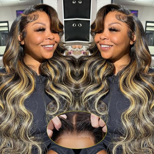 Wear and Go Glueless 5x5 Honey Blonde Wigs Human Hair Pre Plucked Cut 1B/27 Body Wave Lace Front Wigs Human Hair for Black Women 180% Density 28Inch