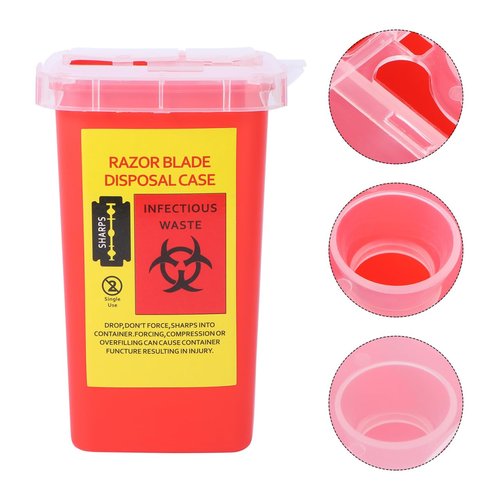 Blade Dispenser Case Razor Blade Disposal Case Barber Shop Storage Bank Container for Used Red