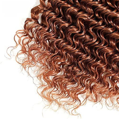 Color #30 Human Hair Deep Wave Bundles 8A Grade Peruvian Virgin Hair 3 Bundles 12 14 16 Inch Brown Hair Extensions