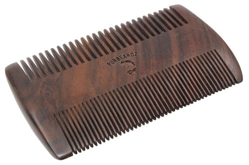 PurBeardz Wooden Beard Comb - Fine & Coarse Tooth - Pocket Comb for Beard and Mustaches - Includes PU Leather Case - Four Colors Available - Black Sandalwood