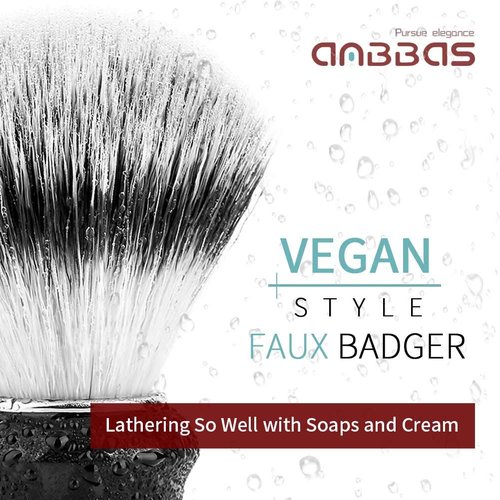 Anbbas Synthetic Badger Hair Shaving Brush,Stainless Steel Shaving Soap Bowl and Higher Brush Holder Stand Set for Men Wet Shave