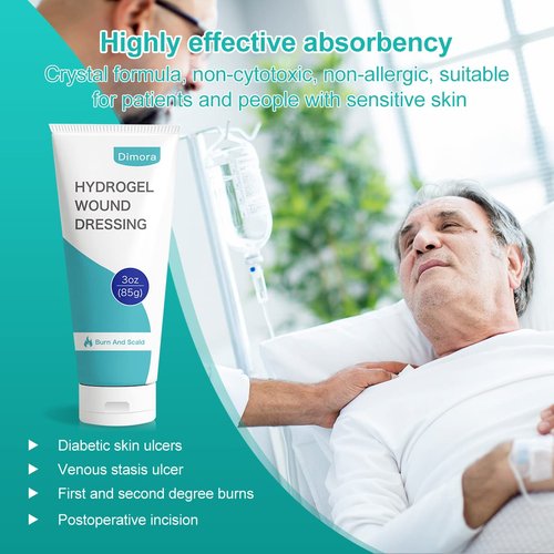 Silicone Foam Dressing with Border 4"x4" 10 Pack & Dimora 2 Packs 6oz 170g Hydrogel Wound Dressing Skin Repair Gel