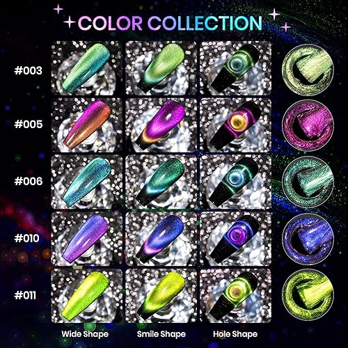 Cat Eye Gel Nail Polish Set - 12 Colors 9D Magnetic Nail Polish Gel Galaxy Cateye Nail Gels Polishes with 1 Black Gels and Magnetic Lamp Cure Required Home Manicure DIY Nail Art