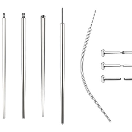 BodyAce 14G 16G 18G 20G Piercing Taper, Stainless Steel Threadless Insertion Pin Screw On Assistant Tool, Curved Body Piercing Stretching Kit for Ear/Nose/Navel/Lip/Eyebrow [16G(1.2mm) Mix]