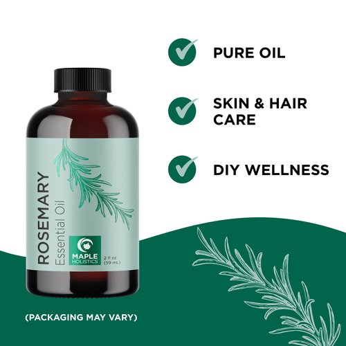 Maple Holistics Rosemary Hair Oil Set (2 Fl Oz) for Dry Scalps, Fine Hair Regrowth - Biotin, Sulfate-Free Shampoo with Natural Ingredients, Unisex