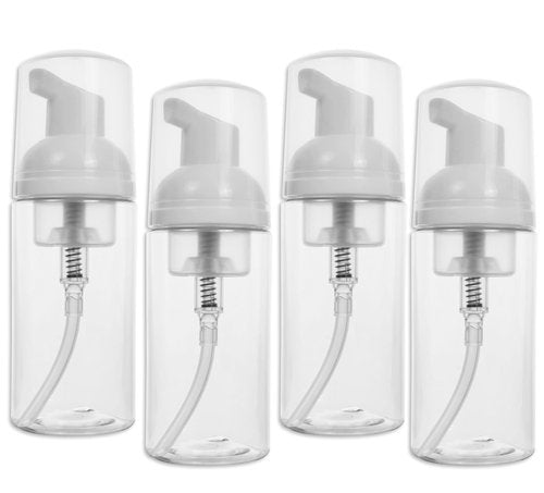 BienBion 2oz Travel-Sized Foaming Pump Bottles, 4PCS Empty Foam Pump Bottle, Refillable Travel Size Mousse Bottle, Hand Soap Shampoo Lash Shampoo Foaming Soap Dispenser, BPA Free(Clear)
