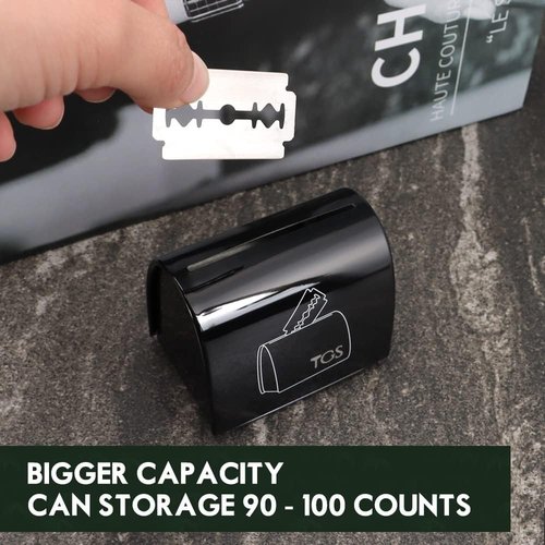 THE GROOMING SOCIETY Razor Blade Storage Bank & Disposal Case, Mail Box for Used DE Safety Razor Blades (Black)