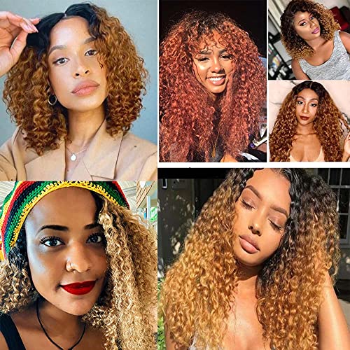 20 22 24 inch 1B27 Honey Blonde Kinky Curly Human Hair Bundles Ombre Blonde Curly Wave Bundles Human Hair Unprocessed Brazilian Virgin Weave Hair Bundles Kinky Curly Bundles Human Hair