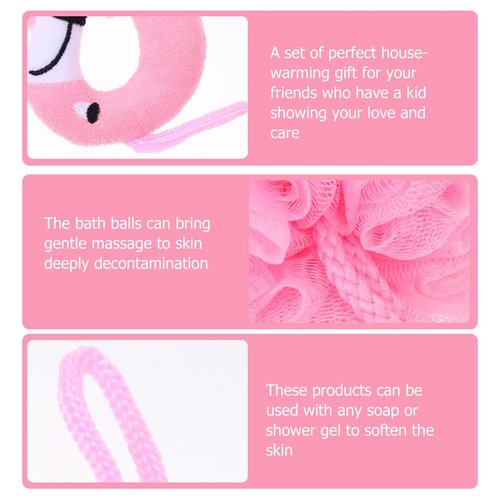 Beaupretty 6 Pcs Flamingo Bath Balls for Kids - Soft Shower Sponges for Gentle Skin Massage and Deep Cleansing Suitable for Home and Hotel Bathing 10.23X4.72X7.08 Inches