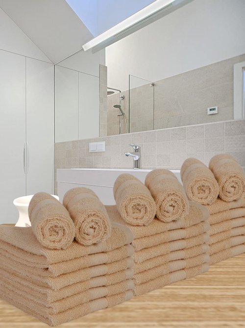 Casa Lino Face Towels & Body Wash Cloths for Showering - 100% Cotton Wash Cloths for Bathroom - Highly Absorbent & Quick Drying Washcloth Set - Cotton Washcloths 24 Pack (12" x 12") - (Linen Brown)