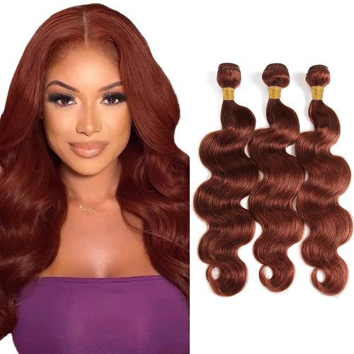 Fridnae Color 33 Bundles Human Hair Reddish Brown Body Wave Human Hair Bundles Copper Red Bundles Human Hair 3 Bundles 8 8 8 Inch Brown Body Wave Bundleshair Weave