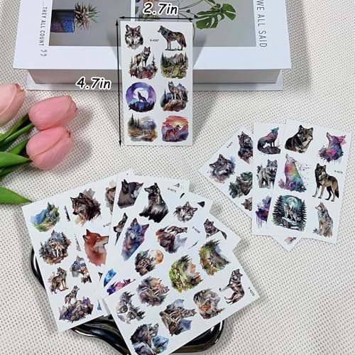 Wolf Temporary Tattoos for kids, Kids Tattoos Temporary, Wolf Birthday Party Decorations, Animals Party Supplies Favors for Boys and Girls, Goodie Bags Stuffers