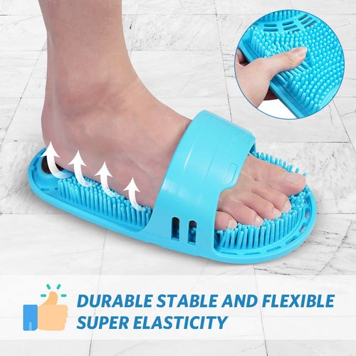 meidong Silicone Shower Foot Scrubber Personal Foot Massage and Cleaning, Non-Slip Foot Scrubber for Men and Women (1PCS Blue)