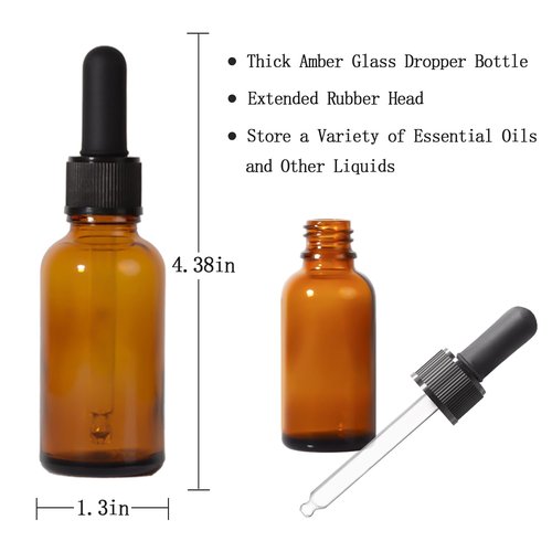 StellaCare 48 Pack,1oz Dropper Bottle for Essential Oils,Amber Oil Bottles for Hair,Small Travel Containers Tincture Bottles
