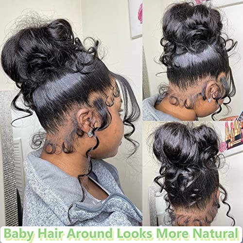 360 Body Wave Lace Front Wigs Human Hair Full Lace Wigs Pre Plucked with Baby Hair Natural Color 360 HD Lace Front Wigs 180% Density 26Inch