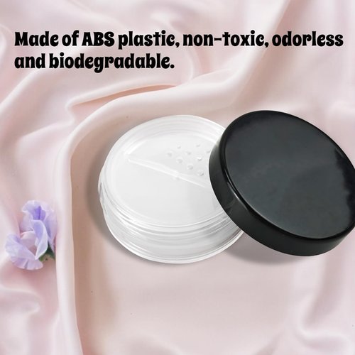 Nirvany 12Pcs 10ml Refillable Loose Powder Containers, Black Travel Makeup Jars with Rotating Sifter & Leakproof Screw Lids (12)