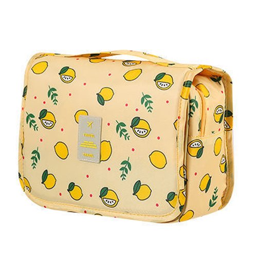 SxoSyo Premium Toiletry Bag for Women Hanging Makeup Organizer Travel Bag for Toiletries Cosmetic Bags Waterproof Shower Bathroom Bag with Hook (Yellow lemon)
