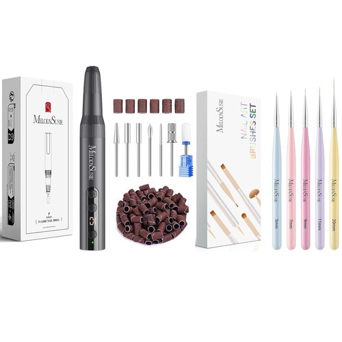 MelodySusie Rechargeable Cordless Electric Nail Drill,PC180E MelodySusie Nail Art Liner Brushes 5Pcs