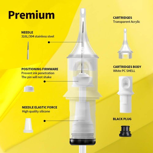 Hawink Tattoo Cartridge Needles #10 Bugpin 27 Curved/Round Magnum M-Taper 50PCS with Membrane Professional Disposable EN05S-50-1027RM