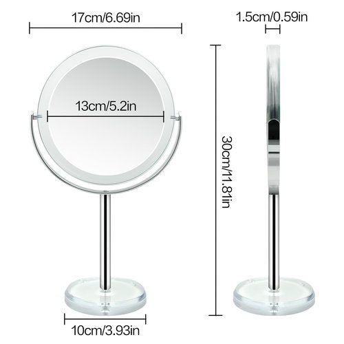 Snowflakes 1X / 15X Magnifying Makeup Mirror with Stand - 7 Inch Tabletop Vanity Mirror for Bathroom or Bedroom with 360° Rotation.