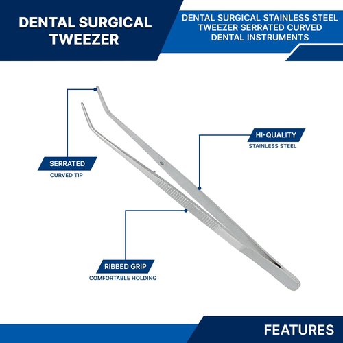 Stainless Steel Tweezers, with Curved Serrated Tip Multipurpose Tweezers Sewing Machine Tweezers Forceps for Craft Repairing (1)