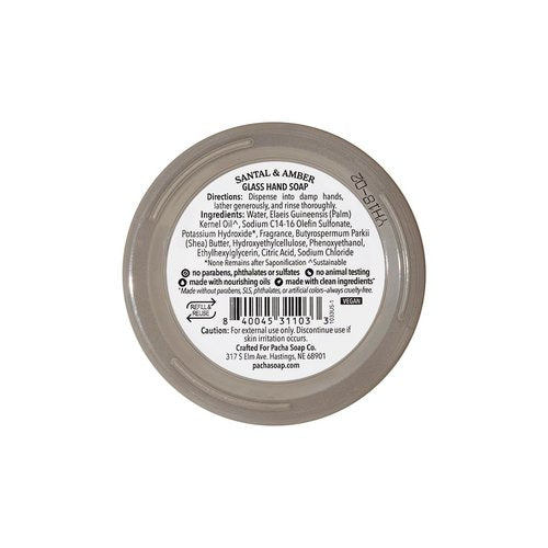 Pacha Soap Co. Liquid Hand Soap Glass Bottles - Santal & Amber, Hydrating & Moisturizing Formula with Clean Ingredients, Paraben, sulfate, and Dye Free, Made in the USA, 2-Pack (12.5 fl oz Each)