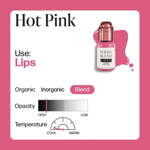 Perma Blend Luxe - Hot Pink - Microblading Ink to Enhance Lip Color - Lip Tattoo & Lip Blushing Supplies for Permanent Lip Color - Bright Pink Lip Blush - Vegan (0.5 oz)