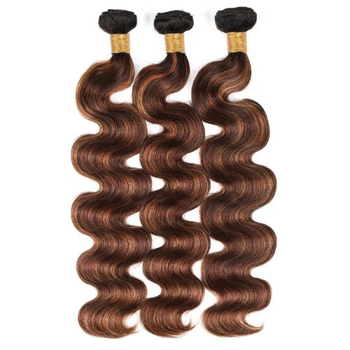 Brown Bundles Human Hair P4/30 Highlight Body Wave Human Hair Bundle 12 14 16 Inch Chocolate Brown Body Wave Bundles Ultra Soft Unprocessed Brazilian Remy Hair Extensions