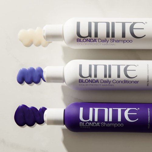 UNITE Hair - BLONDA Toning Shampoo - Purple Formula to Neutralize Brassiness & Brighten Blonde Tones - Ideal for Highlighted & Color-Treated Hair, 8 Fl Oz