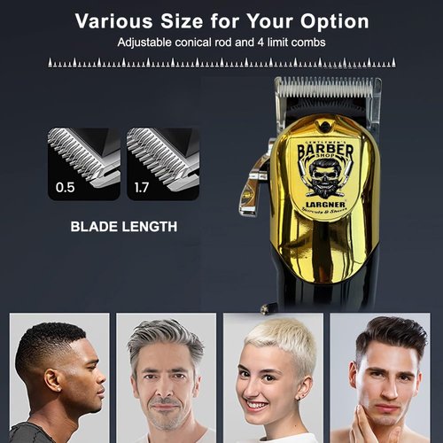 Largner Hair Clippers for Men Professional, Cordless Beard Trimmer & Electric Razor Shavers for Men, Rechargeable 3 Piece Barber Hair Cutting Kit LED Display Men's Grooming Kit