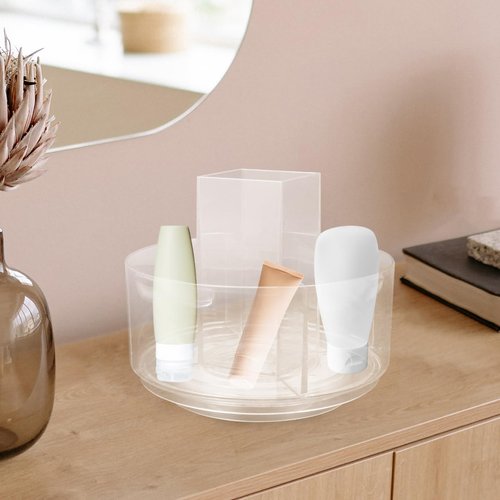 balacoo 360 Rotatable Desktop Cosmetics Rack Multi-Layer Makeup Organizer Storage Box for Vanity and Dresser Clear Cosmetic Display Holder