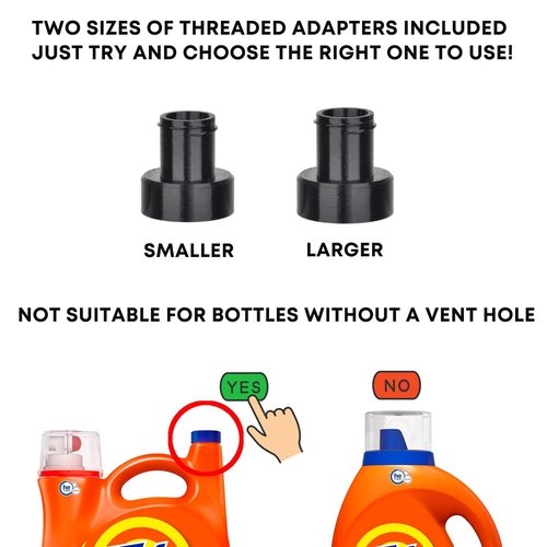 Vent Hole Pump for Liquid Laundry Detergent Bottle Dispenser Pump with Cup Holder and Measuring Cup, Ideal for Laundry Room Accessories Storage Organization, Made to Fit All, 1 Pack, Black