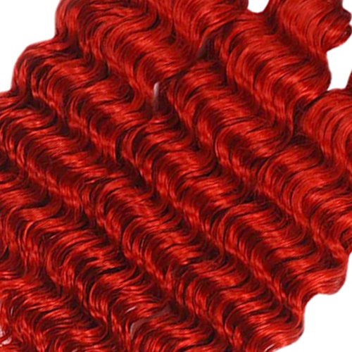 12 14 16 inch Red Human Hair Bundles 1B/Red Deep Wave 3 Bundles Brazilian Unprocessed Remy Hair Ombre Red Bundle 300g