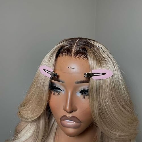 200% Density Milk Tea Ombre Ash Blonde Wigs Human Hair Pre Plucked 13x6 Body Wave Lace Front Wig for Women Hd Invisible Glueless Ombre Blonde Human Hair Wig 20 Inch