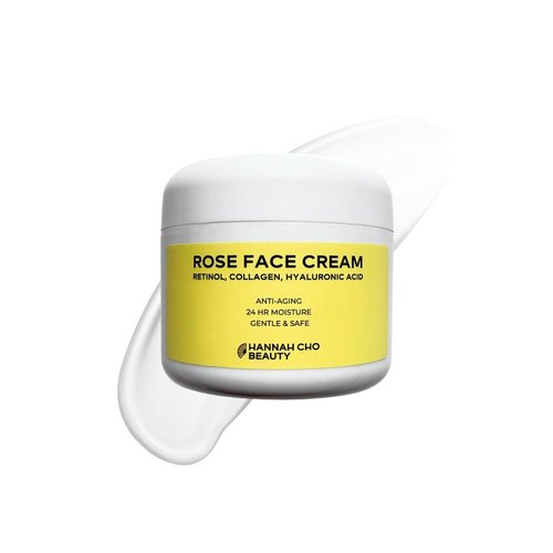 Rose Face Cream with Rosehip Seed Oil, Retinol, Collagen, Hyaluronic Acid - Anti-Aging 24 Hour Moisturizer for Dry & Sensitive Skin - Gentle Daily Skincare