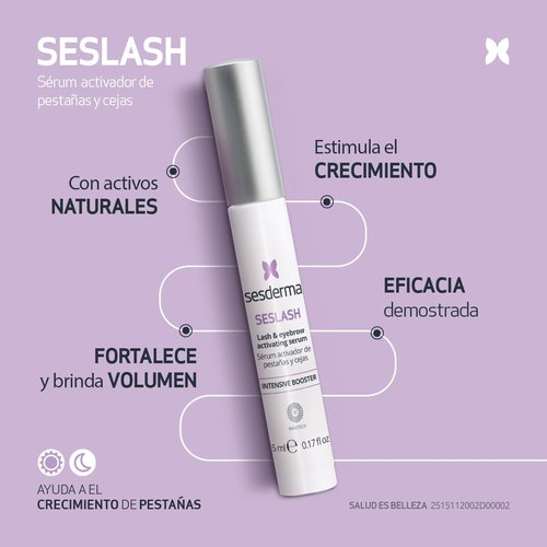 Sesderma SESLASH Eyelash & Brow Enhancing Serum, Transform Your Lashes with This Effective Eyelash Serum & Brow Serum for Beautiful Lashes & Defined Brows, 0.17 fl oz