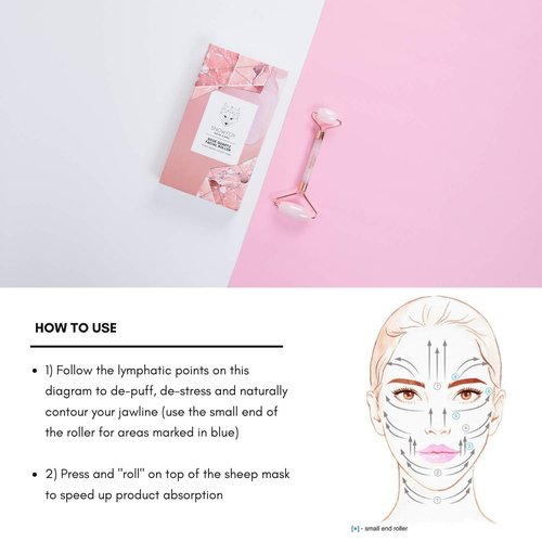 Snow Fox Skin Care Hand-Carved Rose Quartz Facial Roller – Authentic Crystal Face Roller with Dual Ends, Noiseless Design & Real Quartz Handle – Cooling, De-Puffing, Relaxing Self-Care Tool