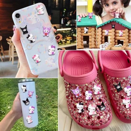 70Pcs for Kitty San-Rio Cute Nail Charm Kawaii Nail Charm Skateboard Nail Charm Flat Background Resin Charm 70 3D Nail Charm Nail Decoration Products for Halloween Decoration (Cute Nail Charm)