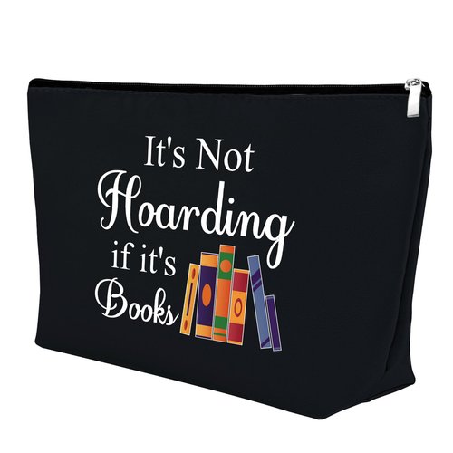 Book Lover Gifts Bibliophile Gifts Makeup Bag Reading Book Club Gift for Women Cosmetic Bag Birthday Gift for Reader Girl Book Worm Gift Bookish Gifts Librarian Gifts Travel Cosmetic Pouch（Black）
