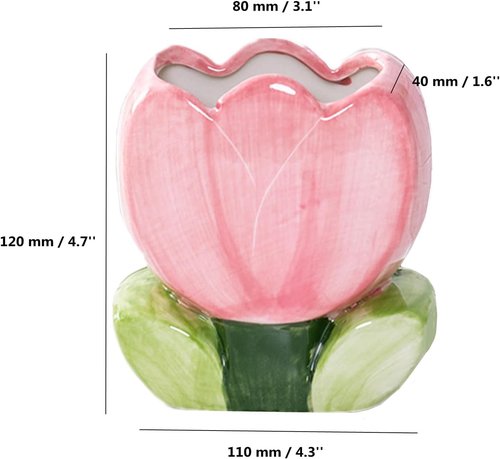 ZHU YU CHUN 1 PC Ceramic Tulip Make up Brush Holder Flower Toothbrush Holder Cosmetic Storage Box Pen and Pencil Holder Desktop Organizers (Pink)